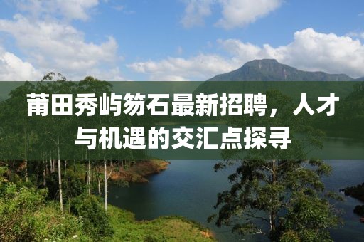 莆田秀屿笏石最新招聘，人才与机遇的交汇点探寻