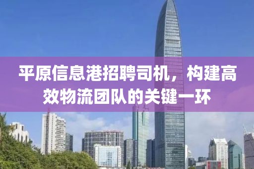 平原信息港招聘司机，构建高效物流团队的关键一环