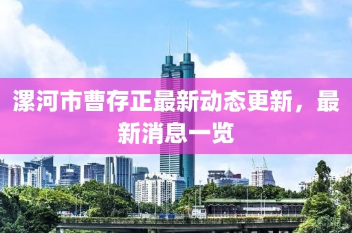 漯河市曹存正最新动态更新，最新消息一览