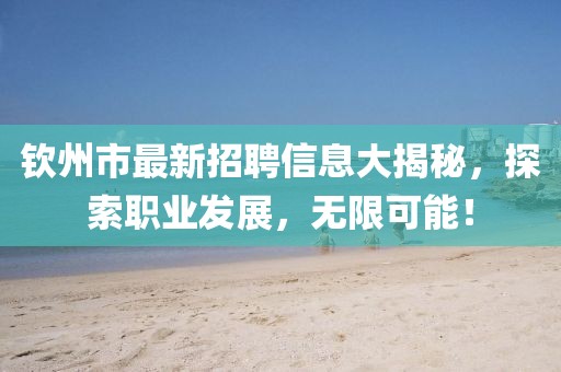 钦州市最新招聘信息大揭秘，探索职业发展，无限可能！