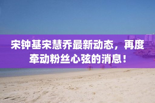 宋钟基宋慧乔最新动态，再度牵动粉丝心弦的消息！