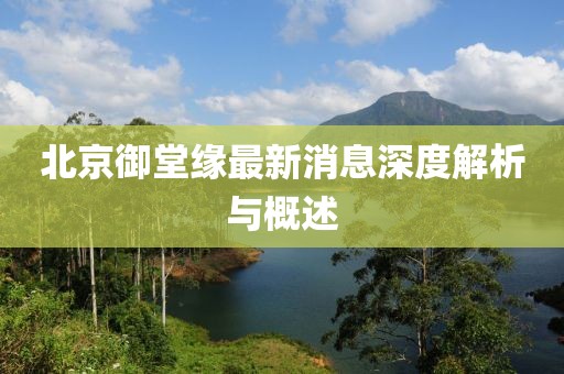 北京御堂缘最新消息深度解析与概述