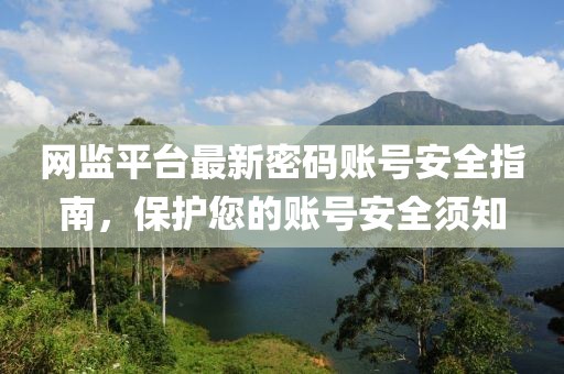 网监平台最新密码账号安全指南，保护您的账号安全须知