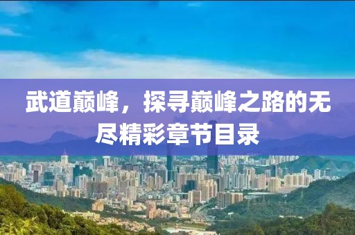 武道巅峰，探寻巅峰之路的无尽精彩章节目录