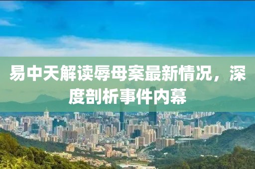 易中天解读辱母案最新情况，深度剖析事件内幕
