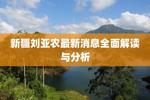 新疆刘亚农最新消息全面解读与分析