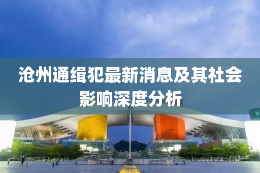 沧州通缉犯最新消息及其社会影响深度分析
