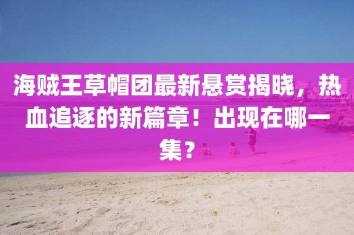 海贼王草帽团最新悬赏揭晓，热血追逐的新篇章！出现在哪一集？