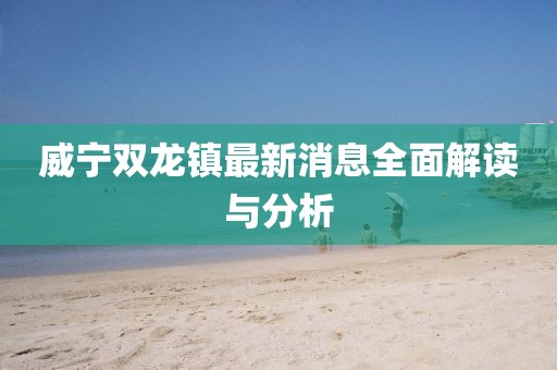 威宁双龙镇最新消息全面解读与分析
