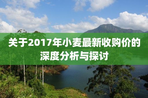 关于2017年小麦最新收购价的深度分析与探讨