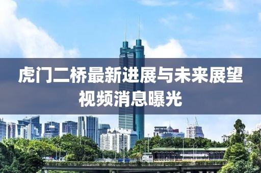 虎门二桥最新进展与未来展望视频消息曝光