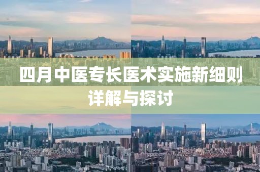 四月中医专长医术实施新细则详解与探讨