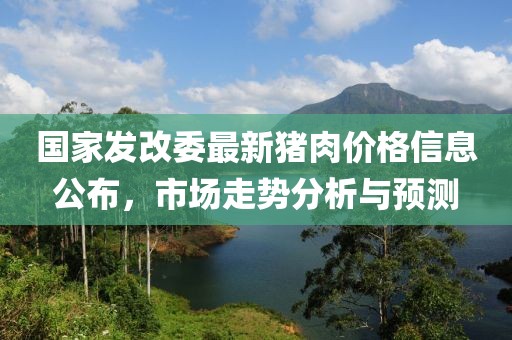 国家发改委最新猪肉价格信息公布，市场走势分析与预测