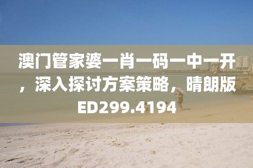 澳门管家婆一肖一码一中一开，深入探讨方案策略，晴朗版ED299.4194