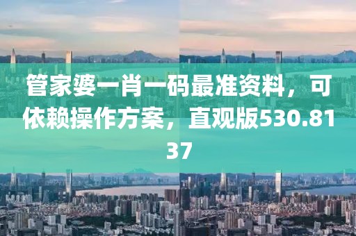 管家婆一肖一码最准资料，可依赖操作方案，直观版530.8137