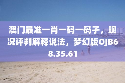 澳门最准一肖一码一码孑，现况评判解释说法，梦幻版OJB68.35.61