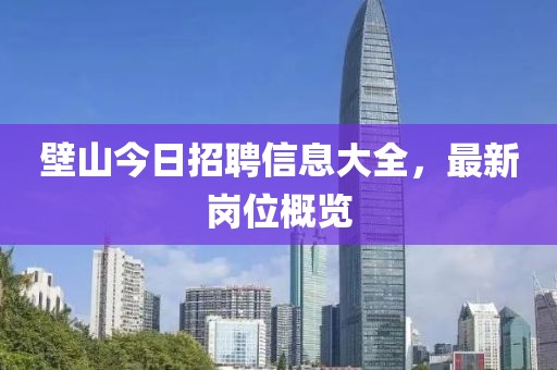 壁山今日招聘信息大全，最新岗位概览