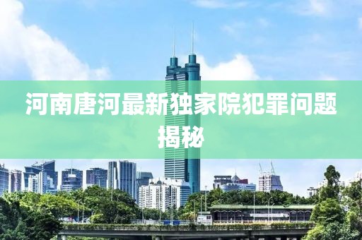 河南唐河最新独家院犯罪问题揭秘