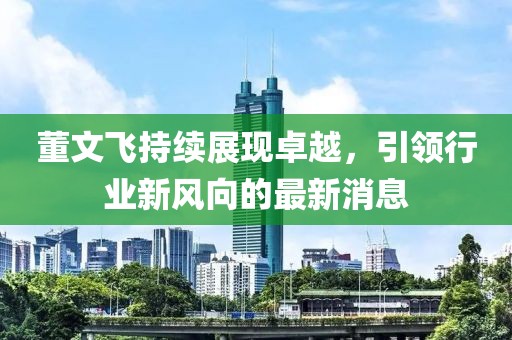 董文飞持续展现卓越，引领行业新风向的最新消息
