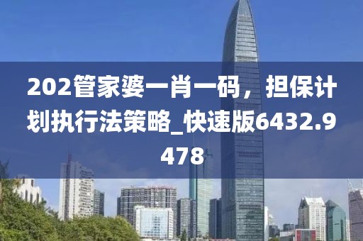 202管家婆一肖一码，担保计划执行法策略_快速版6432.9478