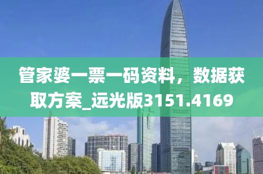 管家婆一票一码资料，数据获取方案_远光版3151.4169