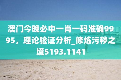 澳门今晚必中一肖一码准确9995，理论验证分析_修炼污秽之境5193.1141