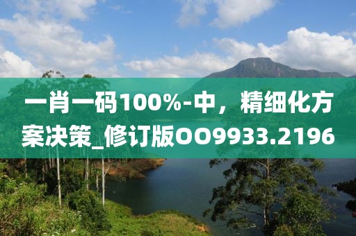 一肖一码100%-中，精细化方案决策_修订版OO9933.2196