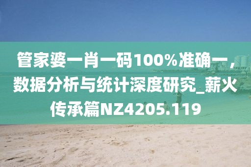 管家婆一肖一码100%准确一，数据分析与统计深度研究_薪火传承篇NZ4205.119