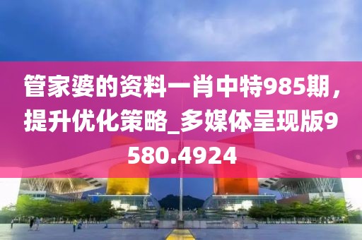 管家婆的资料一肖中特985期，提升优化策略_多媒体呈现版9580.4924