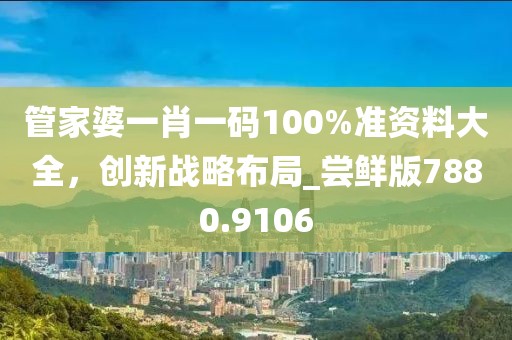 管家婆一肖一码100%准资料大全，创新战略布局_尝鲜版7880.9106